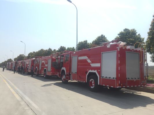 Howo Foam Fire Department Rescue Trucks 228kw With Double Cabin
