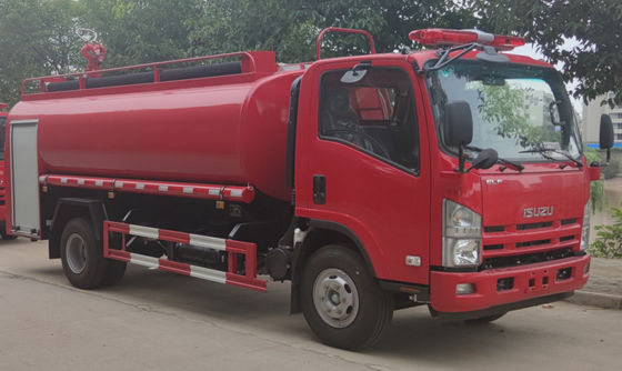 190HP ايسوزو الصناعية المطافئ شاحنة 4x2 8000L اللون الأحمر متعددة الوظائف